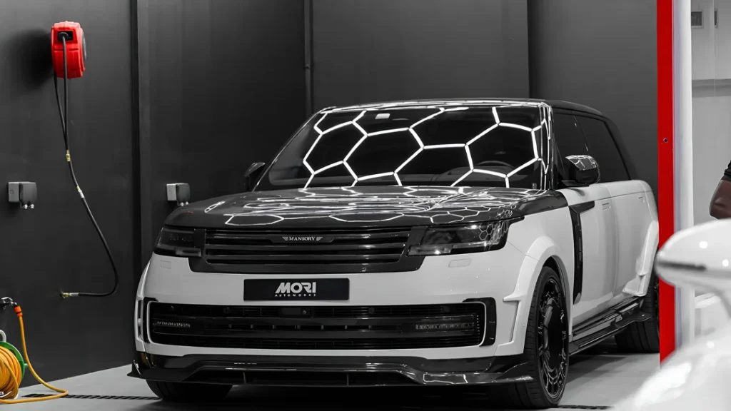 A luxury SUV undergoing advanced diagnostics at the best luxury car garage in Dubai