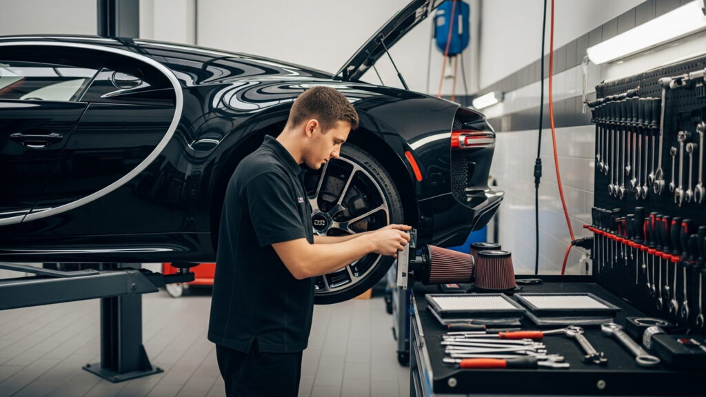 Technician servicing hypercar at Mori Autoworks